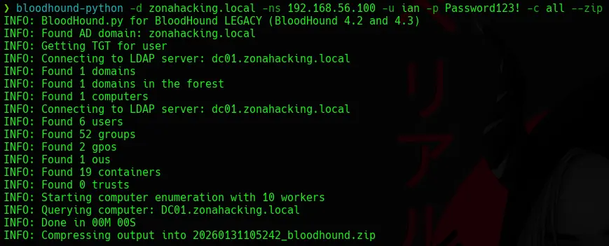 Enumeración utilizando bloodhound-python