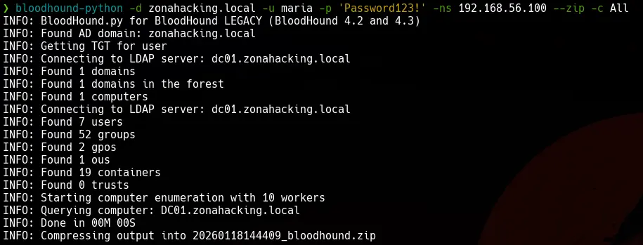 Enumeración utilizando la herramienta bloodhound-python