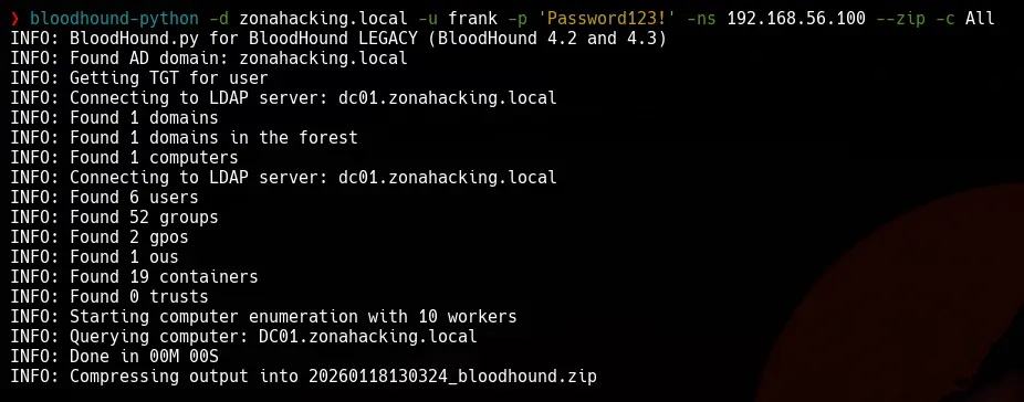 Enumeración usuando la herramienta bloodhound-python
