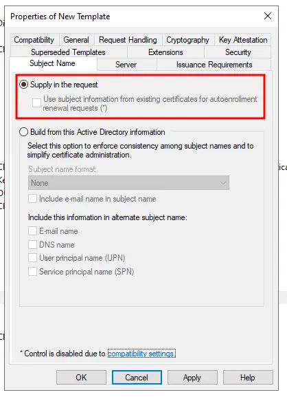 AD CS - Supply in the request