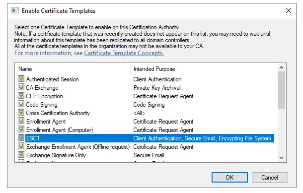 AD CS - Enable Certificate Templates